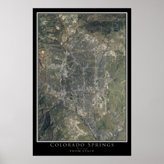 Colorado Springs Colorado Satellite Poster Karte (Vorne)