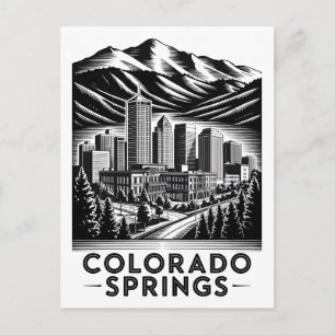 Colorado Springs Colorado Schwarz-Weiß-Holzschnitt Postkarte