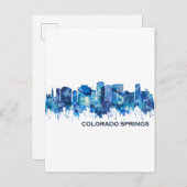 Colorado Springs Colorado Skyline Blue Einladungspostkarte (Vorne/Hinten)