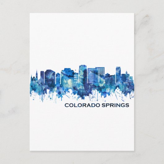 Colorado Springs Colorado Skyline Blue Einladungspostkarte (Vorderseite)