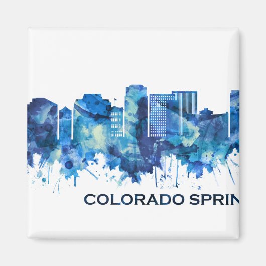 Colorado Springs Colorado Skyline Blue Magnet (Vorne)