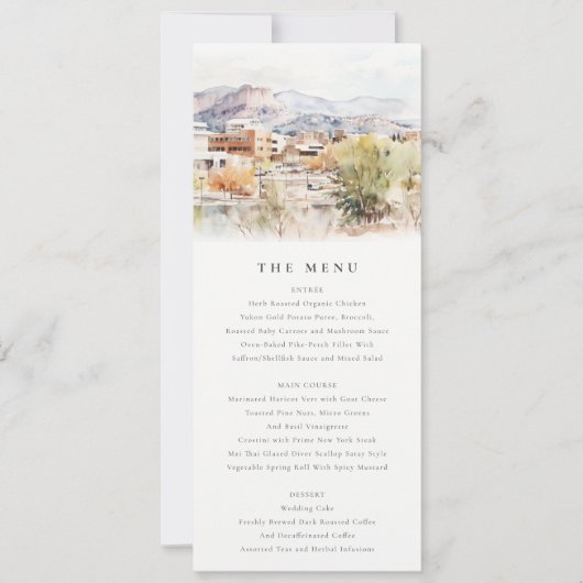 Colorado Springs, Colorado Watercolor Wedding Menu Einladung (Vorderseite)