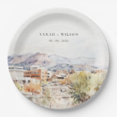 Colorado Springs, Colorado Watercolor Wedding Pappteller (Vorderseite)