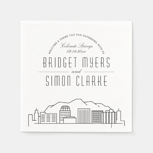 Colorado Springs Deko Skyline | Hochzeitsveranstal Serviette (Vorderseite)