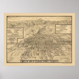 Colorado Springs, panoramische Karte Co - 1909 Poster
