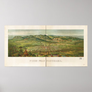 Colorado Springs Pike's Peak 1890 Panoramakarte Poster
