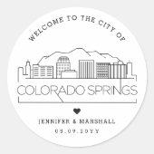 Colorado Springs Skyline | Begrüßungsnachricht Runder Aufkleber (Vorderseite)