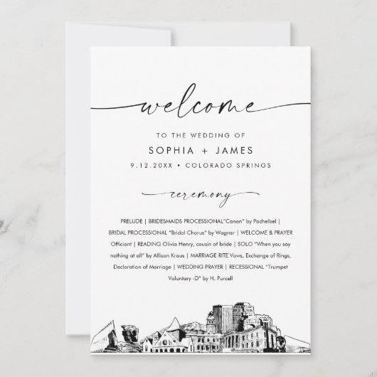 Colorado Springs Skyline Wedding Program 12x18 Einladung (Vorderseite)