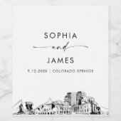 Colorado Springs Skyline Weinetikett (Einzelnes Label)