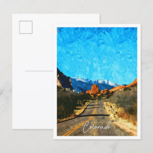 Colorado Springs USA Watercolor Stadt Landschaft Postkarte