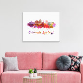 Colorado Springs V2 skyline im Watercolor Leinwanddruck (Insitu (Wohnzimmer))