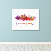 Colorado Springs V2 skyline im Watercolor Leinwanddruck (Insitu (Holzboden))