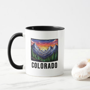Colorado Staat Tattoo Style Rocky Mountains Sonnen Tasse
