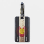 Colorado-Staats-Flagge auf altem hölzernem Korn Gepäckanhänger (Rückseite vertikal)