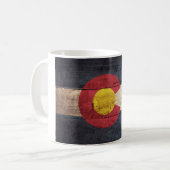 Colorado-Staats-Flagge auf altem hölzernem Korn Kaffeetasse (Vorderseite Links)