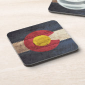 Colorado-Staats-Flagge auf altem hölzernem Korn Untersetzer (Linke Seite)
