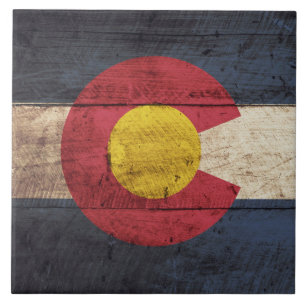 Colorado Staatsflagge auf altem Holzmaserung Fliese