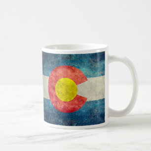 Colorado-Staatsflagge mit Vintagem retro grungy Kaffeetasse
