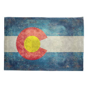 Colorado-Staatsflagge mit Vintagem retro grungy Kissenbezug