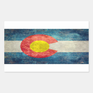 Colorado-Staatsflagge mit Vintagem retro grungy Rechteckiger Aufkleber