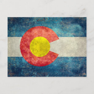 Colorado-Staatsflagge mit Vintagem Retro-Look Postkarte