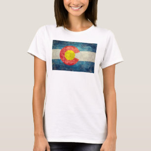 Colorado-Staatsflagge mit Vintagem Retro-Look T-Shirt