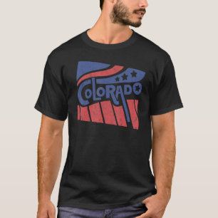 Colorado Staatsflagge Rocky Mountains Skiin T-Shirt