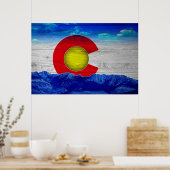 Colorado State Flag Art on Wood Poster (Küche)