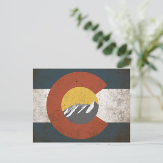 Colorado State Flag PostCard Grunge Berge Postkarte (Stehend Vorderseite)