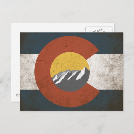 Colorado State Flag PostCard Grunge Berge Postkarte (Vorne/Hinten)