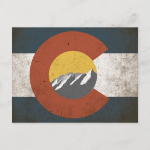 Colorado State Flag PostCard Grunge Berge Postkarte