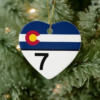 Colorado State Highway 7 Schild Keramik Ornament