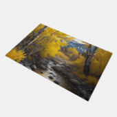 Colorado Stream & Aspen Trees Art, Name oder Nachr Fußmatte (Schrägansicht)