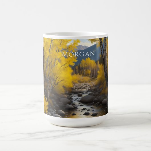Colorado Stream & Espenbäume Kunst, Name oder Nach Kaffeetasse (Mittel)