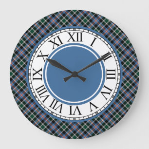 Colorado Tartan Blue Kariert Große Wanduhr