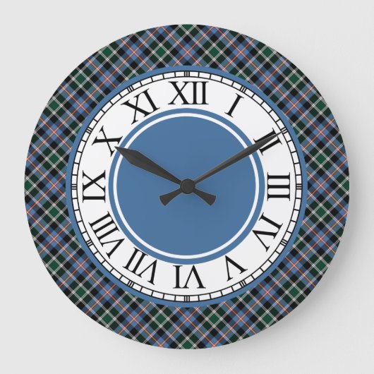 Colorado Tartan Blue Kariert Große Wanduhr (Vorderseite)