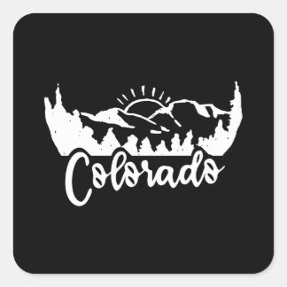 Colorado Tee - Retro Vintage Mountains Nature Hike Quadratischer Aufkleber