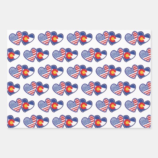 Colorado und die USA Flag Hearts Geschenkpapier Set (Vorderseite)