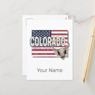 Colorado United Staaten Retro Staat Map Vintag USA Feiertagspostkarte