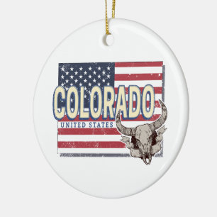 Colorado United Staaten Retro Staat Map Vintag USA Keramik Ornament