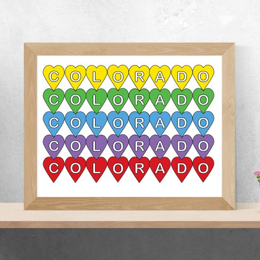 Colorado US Staat Herzen farbenfroh Poster