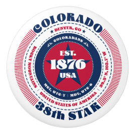 Colorado US Staat Red White Blue Typografy Keramikknauf