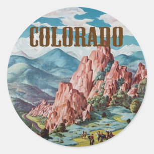 Colorado-Vintage-Bergszene Runder Aufkleber