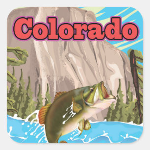 Colorado Vintage Reise Druck. Quadratischer Aufkleber
