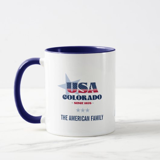 Colorado Virginia USA 1876 Blue Star Personalisier Tasse (Links)