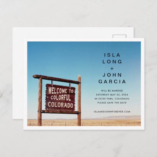 Colorado Wedding Save the Date Postkarte (Vorne/Hinten)