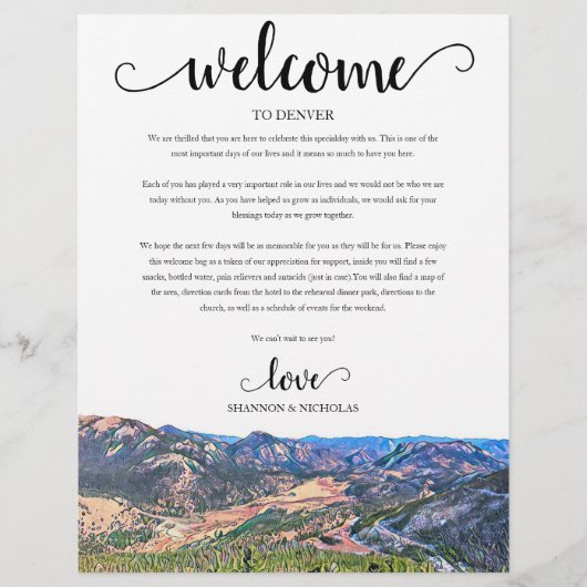 Colorado Wedding Weekend Begrüßungsreise (Vorderseite)