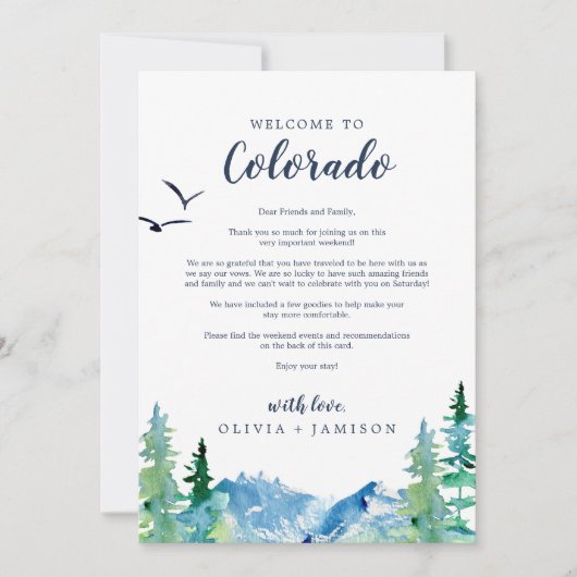 Colorado Wedding Welcome Letter & Itinerary (Vorderseite)
