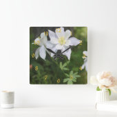 Colorado weißes Columbine nummeriert Quadratische Wanduhr (Zuhause)