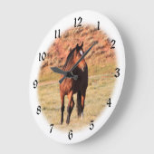 Colorado Wild Horse Vignette Große Wanduhr (Winkel)